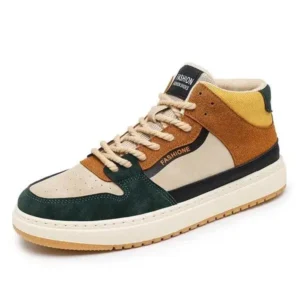 Barabeth Men'S Fashion Breathable Color Block Pu Sneakers