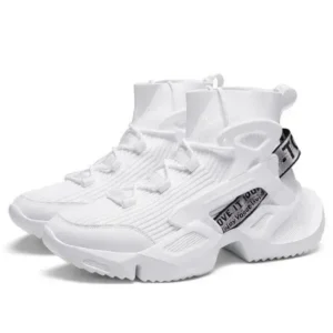 Barabeth Men'S Fashion Platform White High Top Sneakers