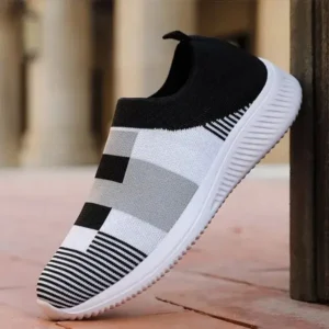 Barabeth Women Casual Knit Design Breathable Mesh Color Blocking Flat Sneakers