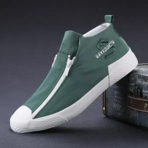 Barabeth Men'S Casual Embroidery Zipper High Top Canvas Shoes