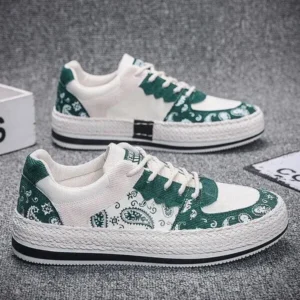 Barabeth Men Fashion Cashew Flower Printed Canvas Sneakers