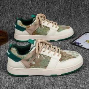 Barabeth Men'S Casual Retro Secret Forest Oil Painting Pattern Sneakers